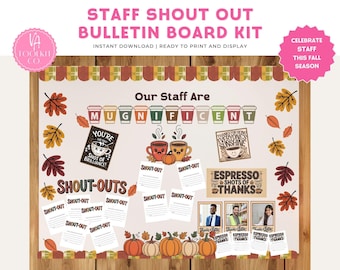 Employee Recognition Bulletin Board – Fall Staff Appreciation Display Kit, Printable Workplace Recognition Board