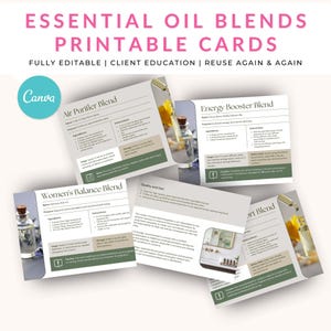 Afdrukbare etherische-oliemengsels – DIY-aromatherapierecepten en -sjablonen voor wellnessliefhebbers en holistische beoefenaars – kaarten 7 x 5 in
