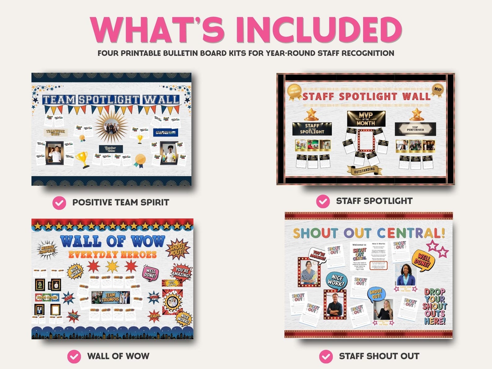 Employee Recognition Bulletin Board Bundle | Staff Appreciation Display ...