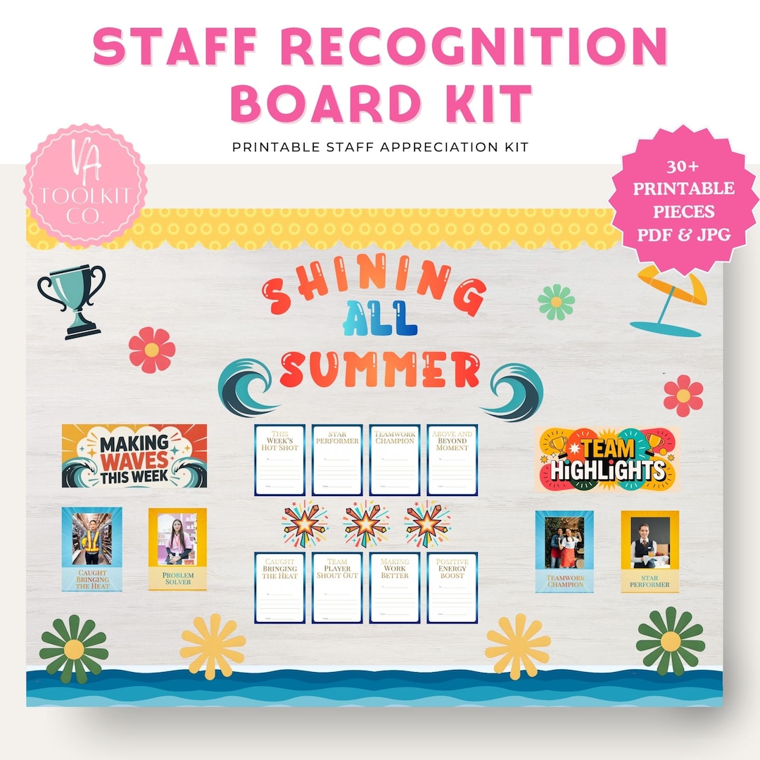 Employee Recognition Bulletin Board – Summer Staff Appreciation Display ...
