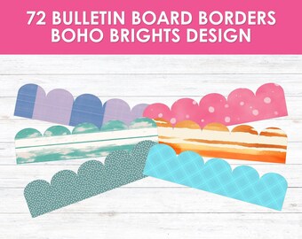 Bordas brilhantes para boho, decoração aconchegante de outono, bordas imprimíveis para sala de aula, acabamento boho, download digital, quadro de avisos de outono
