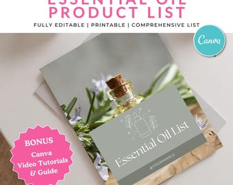 Lista imprimible de aceites esenciales – Guía de referencia de aromaterapia (descarga digital)