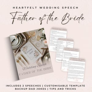 Vater der Braut-Hochzeits-Rede-Vorlagen | Sofortdownload | Anpassbare Sprache | Mutter der Braut | Perfekt für Väter - Einfach zu bedienen