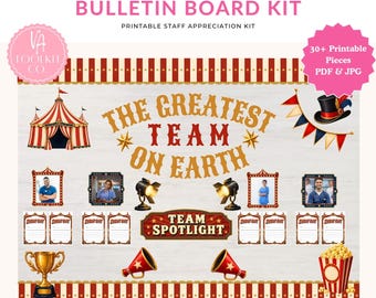 Employee Appreciation Bulletin Board, Greatest Team on Earth, Printable Office Decor, Circus Theme