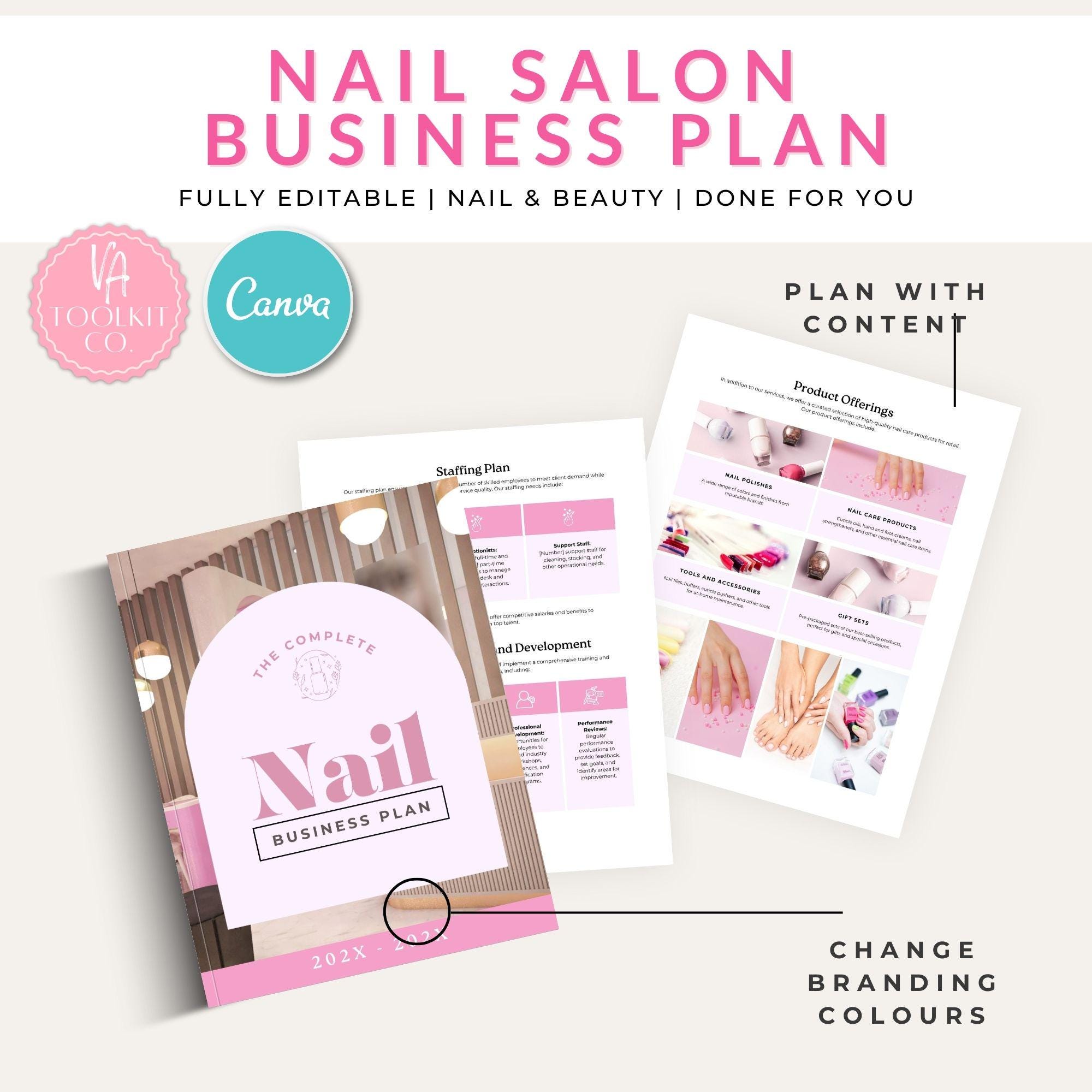 Editable Nail Salon Business Plan Template | Canva Printable Salon ...