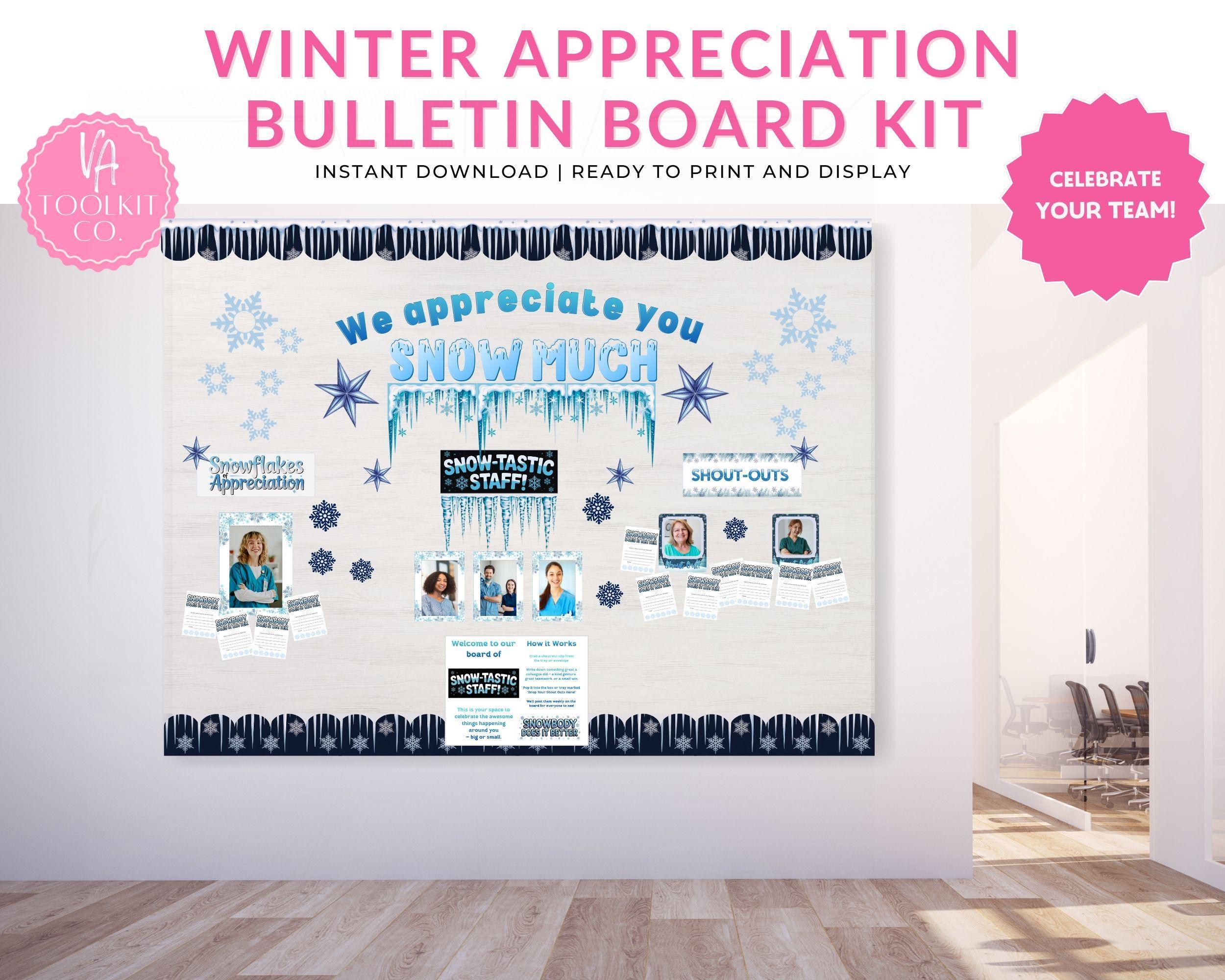 Employee Recognition Bulletin Board – Winter Staff Appreciation Display ...