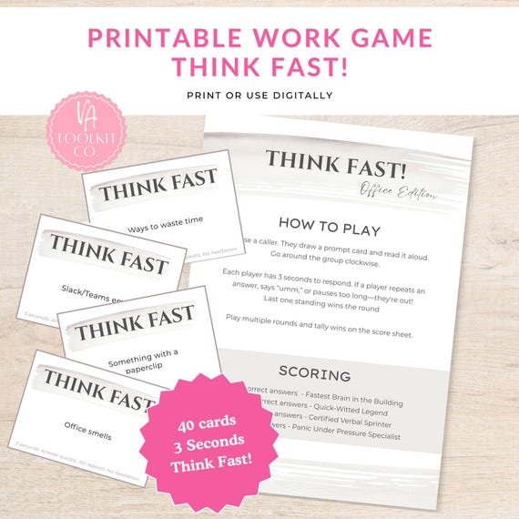 Office Team Building Game, Think Fast Scavenger Hunt (Printable)
