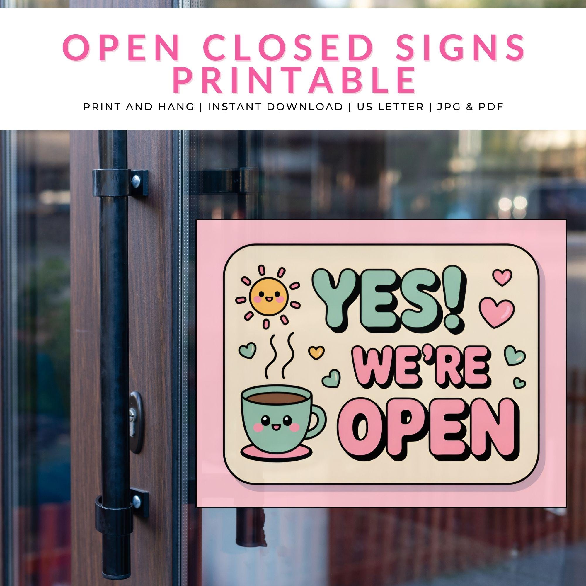 Printable Shop Open Closed Signs: Letter Size PDF + JPG, Open Closed ...