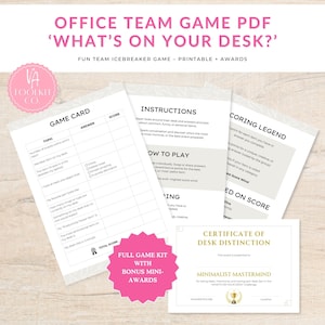 Spel voor personeelsvergaderingen: wat staat er op je bureau | Afdrukbare ijsbreker voor teams | PDF + JPG | Kantoorfeestspel | Teamactiviteit collega