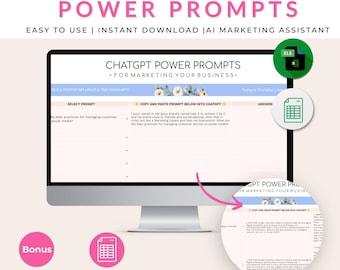 ChatGPT Power Prompts | Business Marketing Google Sheet (Digital Download)