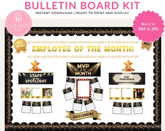 Employee of the Month Bulletin Board Kit – Staff Recognition Display (PDF Download)