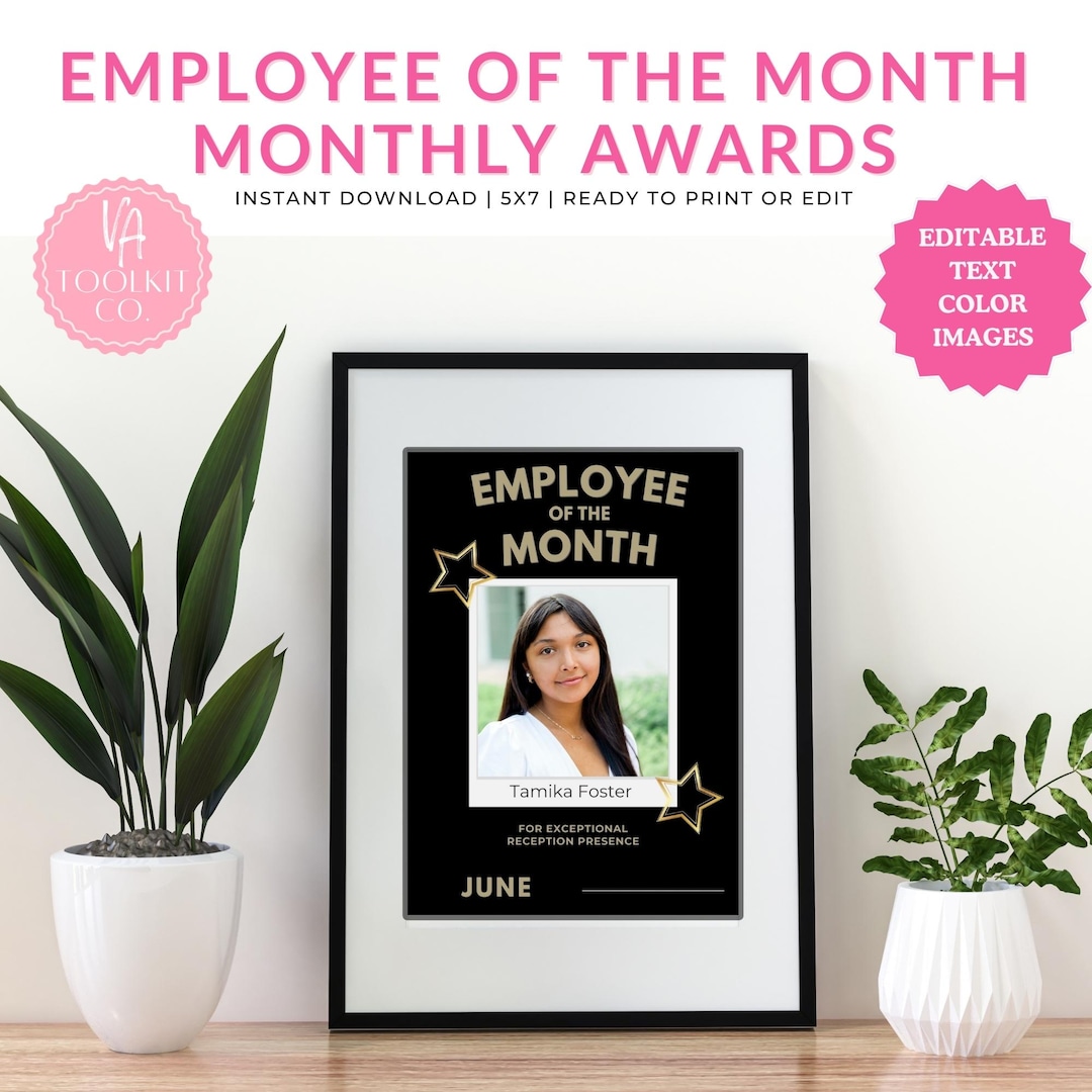 Employee of the Month Award, Printable Editable Template, Staff ...