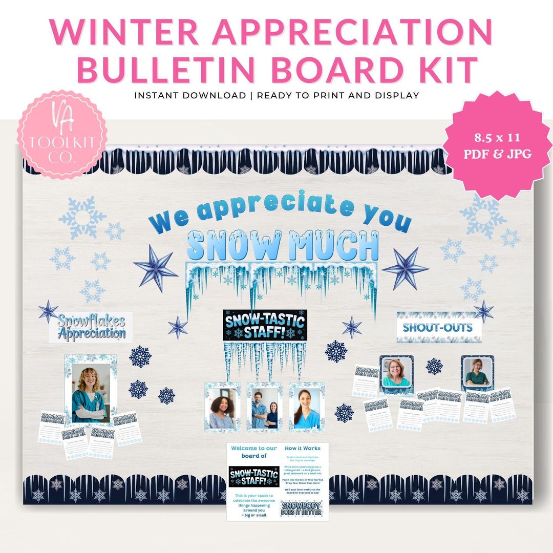 Employee Recognition Bulletin Board – Winter Staff Appreciation Display ...