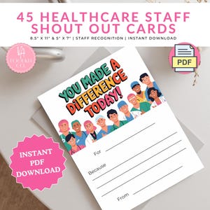 Cartões de agradecimento para equipes médicas - Modelos para reconhecimento de funcionários - Cartões imprimíveis para aumentar o moral e o engajamento - Construção de equipe