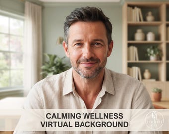 Calming Sage Green Therapist Office Background | Minimalist Zoom Backdrop | Professional Zoom Teams Backdrop