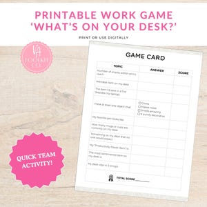 Afdrukbare Team Icebreaker-game: wat staat er op je bureau | Moderne kantoorgame pdf + jpg | 5 x 7 A4 US Letter | Work Social Game + Awards