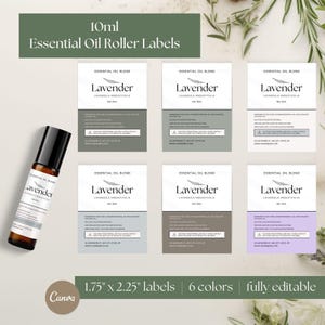 Customizable Essential Oil Label Templates Bundle for Aromatherapists and Enthusiasts – Canva Editable Design for Bottles in Multiple Sizes