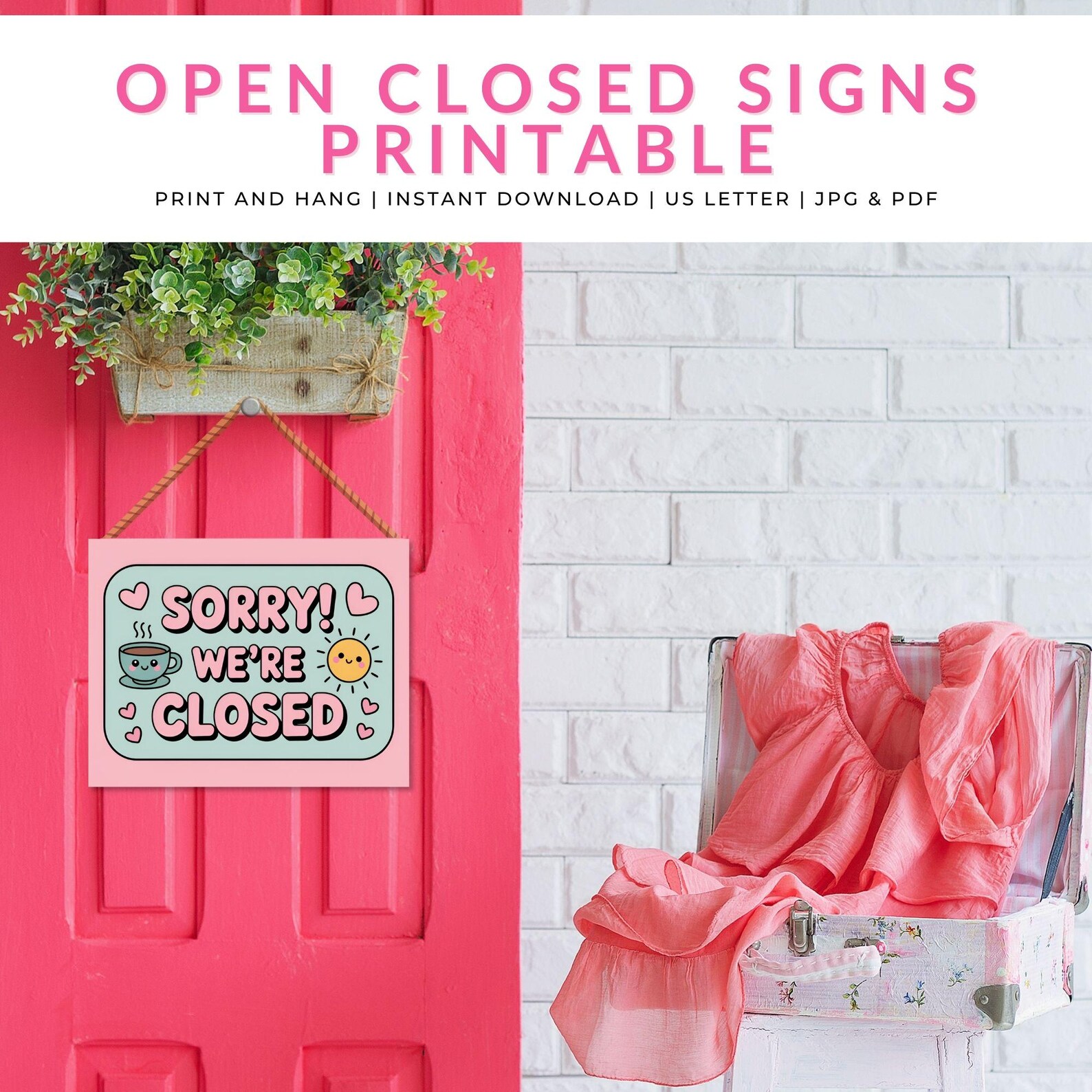Printable Shop Open Closed Signs: Letter Size PDF + JPG, Open Closed ...
