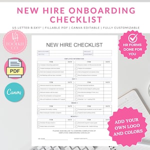 Employee Onboarding Template, New Hire Checklist, Editable Employee Forms, Instant Download, Canva, Fillable PDF, Staff Induction, HR Form