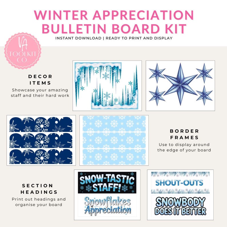 Employee Recognition Bulletin Board – Winter Staff Appreciation Display ...