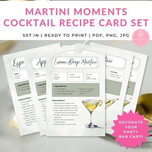 Lemon Drop Martini digitale download, cocktailrecept pdf, afdrukbare barwagen decor, collectie recepten, drankje prints, drankje recept, espresso