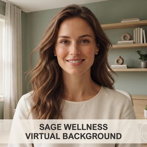 Minimalist Sage Green Therapist Office Background | Calming Professional Zoom Backdrop | Professional Zoom Teams Backdrop | Clean Minimalist