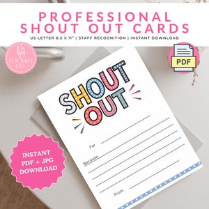 Staff Shout Out - Mitarbeiterengagement - Druckbare Vorlagen - Freundlichkeit Anerkennung - Digitaler Download - Wertschätzung - Wall of Fame - Prahlen