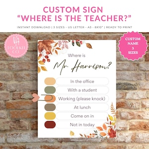 Where is the Principal Door Sign, Personalized School Office Decor, Custom Teacher Gift, Administrator Name Plate, Classroom Wall Art, Fall