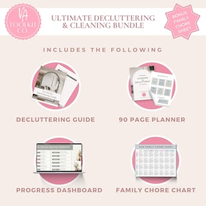 Decluttering and Cleaning Planner | Ultimate Cleaning Schedule Bundle | Progress Dashboard | Instant Download | PDF | Google Sheets