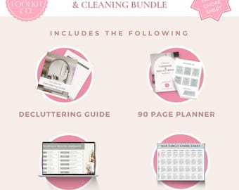 Pacchetto per l'organizzazione della casa / Guida al decluttering, Pianificatore di pulizie (Download digitale)