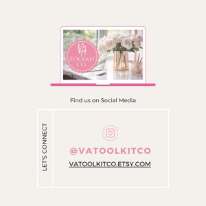 a pink and white business card for a social media company