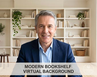 Modern Bookcase Home Office Background | Professional Zoom Teams Backdrop | Clean Minimalist