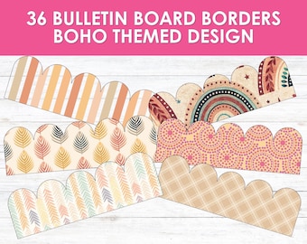 Bordas Boho para Mural, Decoração Aconchegante, Bordas Imprimíveis para Sala de Aula, Enfeites para Mural, Download Digital, Decoração de Escritório
