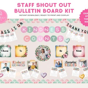 Staff Recognition Bulletin Board Kit – Workplace Kindness Display (Digital Download)