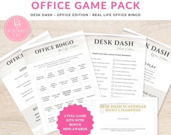 Paket med festspel för kontoret, roliga utskrivbara teambuilding-aktiviteter, utskrivbart teamutmaningspaket, idé för att bygga kollegor, A4, US Letter, 5x7
