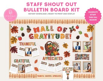 Staff Employee Recognition Bulletin Board – Fall Staff Appreciation Display Kit, Printable Workplace Recognition Board, Shout Out