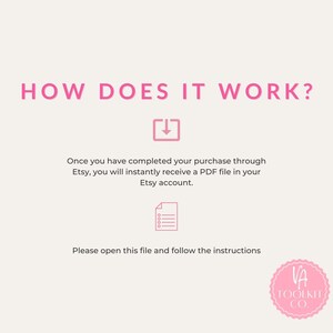 a pink and white poster with the words how does it work?