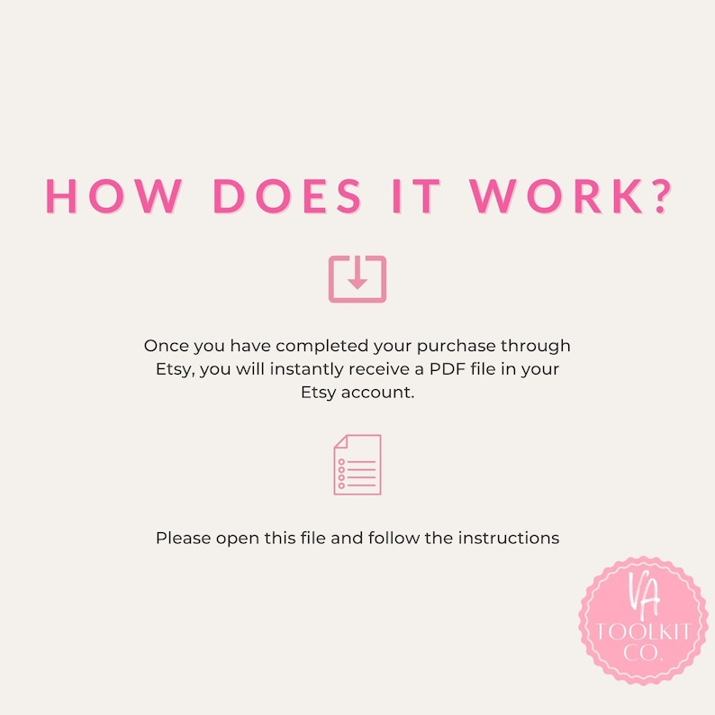 a pink and white poster with the words how does it work?