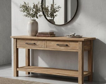 Rustieke massief houten consoletafel | Handgemaakte boerderij haltafel