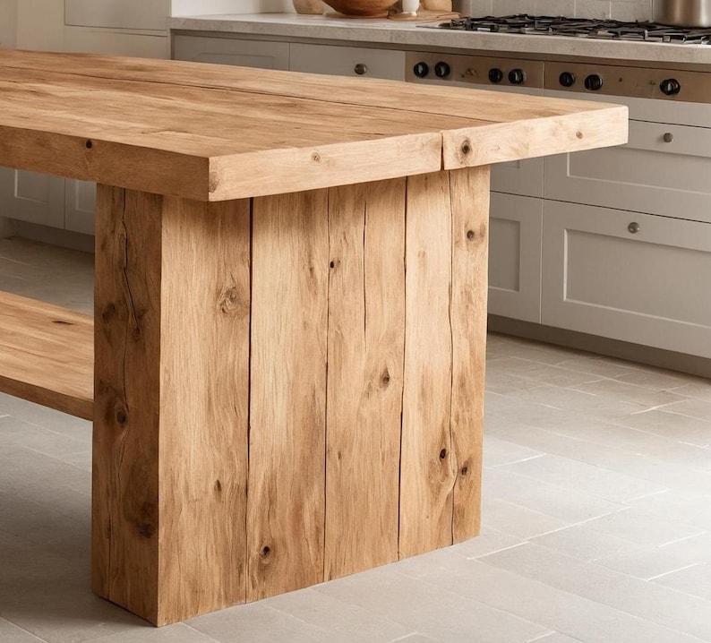 Rustic Solid Wood Kitchen island | Handmade Farmhouse Work Table - Etsy