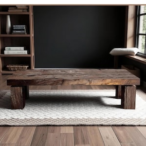 Rustic Solid Wood Coffee Table | Handmade Farmhouse Centerpiece