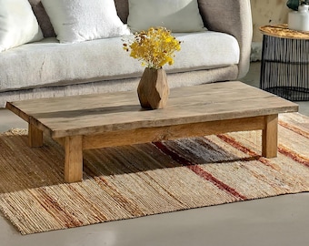 Rustic Solid Wood Coffee Table | Handmade Farmhouse Centerpiece