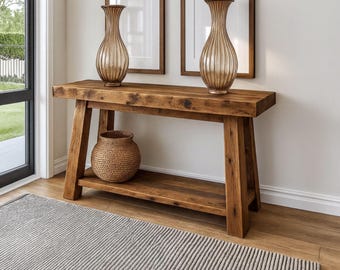 Rustic Wooden Console Table - Handmade Farmhouse Entryway Piece