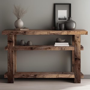 rustic handmade custom size wooden console table entryway hallway table farmhouse livingroom decor reclaimed solid barn wood dressuar table