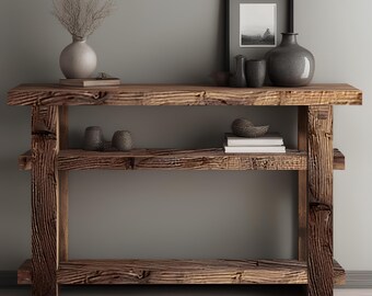 Rustic Solid Wood Console table | Handmade Farmhouse Entryway Table - Etsy