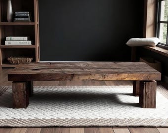 Rustic Solid Wood Coffee Table | Handmade Farmhouse Centerpiece
