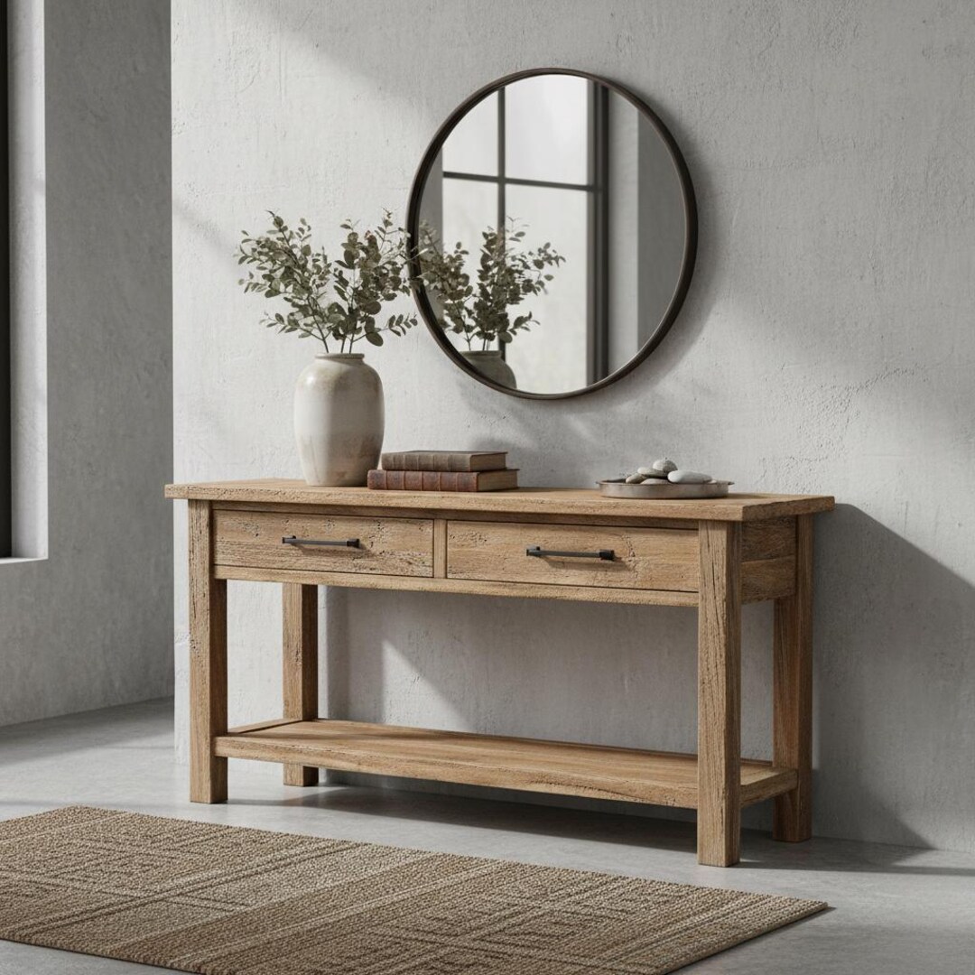 Rustic Solid Wood Console table | Handmade Farmhouse Entryway Table - Etsy