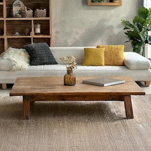 rustic handmade custom size wooden coffee table old style farmhouse decor natural live edge reclaimed solid rectangular barn wood table gift