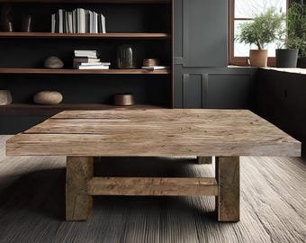 Rustic Solid Wood Coffee Table | Handmade Farmhouse Centerpiece
