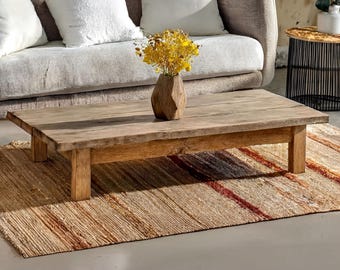 Rustic Solid Wood Coffee Table | Handmade Farmhouse Centerpiece